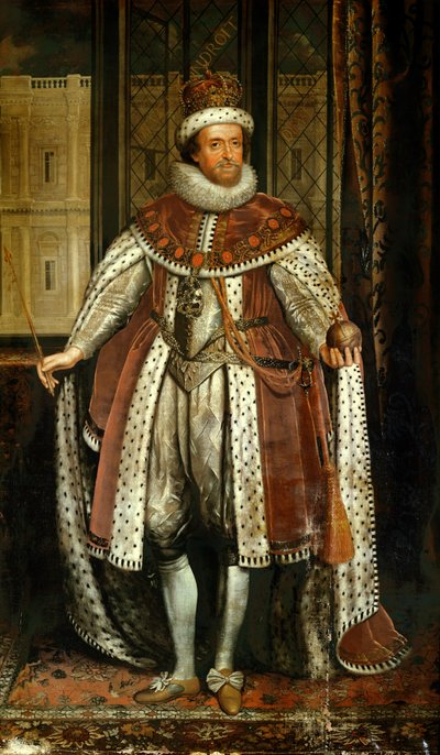 Koning James I en VI van Schotland (naar Paul van Somer) door John Whitehead Walton